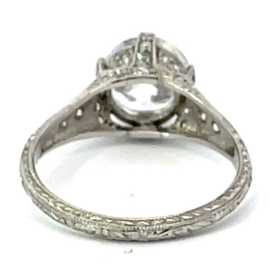 Back view of GIA 2.05ct Old European Cut Diamond Engagement Ring, D Color, VS1 Clarity, Platinum