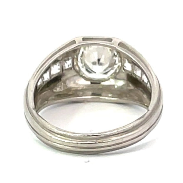Back view of Antique 2.00ct Old European Cut Diamond Engagement Ring, H color, VS1 Clarity, Platinum