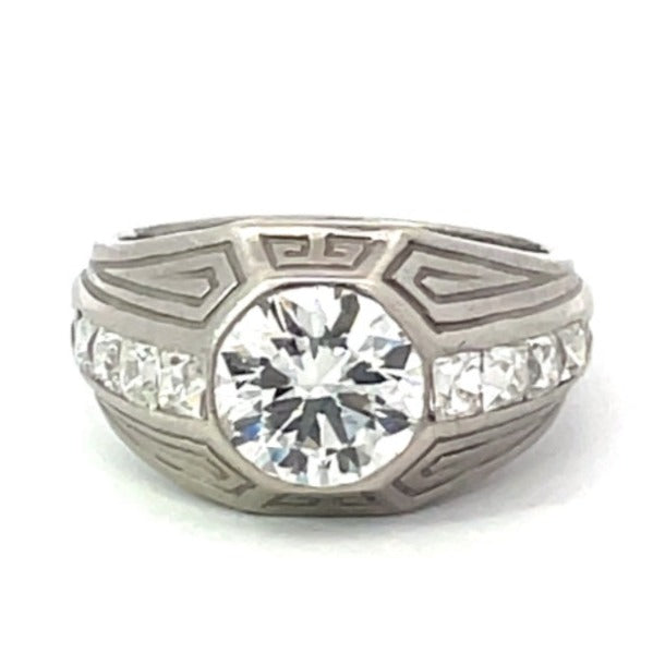 front view of Antique 2.00ct Old European Cut Diamond Engagement Ring, H color, VS1 Clarity, Platinum