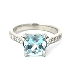 Front view of 1.54ct Natural Aquamarine Engagement Ring, Platinum