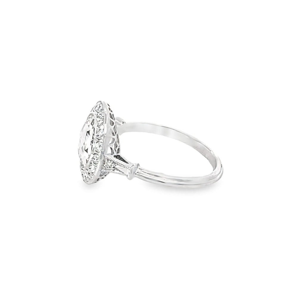 Side view of 1.40ct Old European Cut Diamond Engagement Ring.
