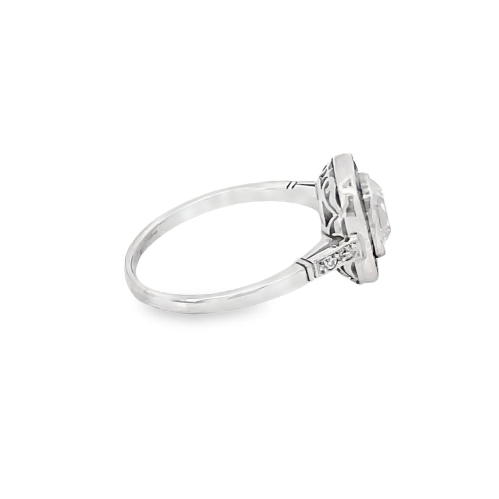 Side view of 1.01ct Antique Cushion Cut Diamond Engagement Ring