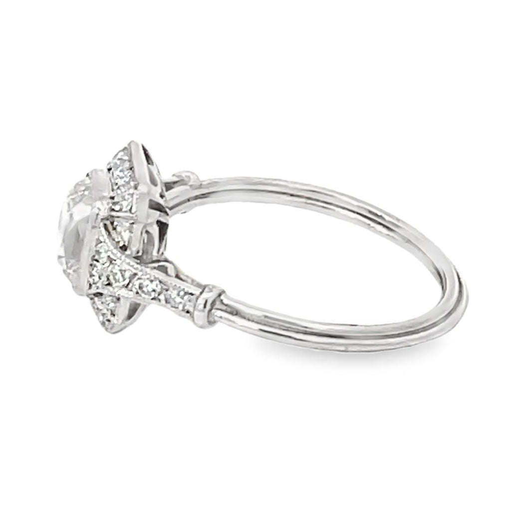 Side view of GIA 1.10ct Antique Cushion Cut Diamond Engagement Ring