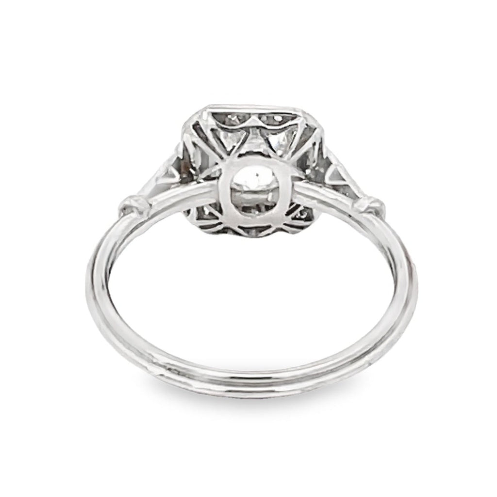Back view of GIA 1.10ct Antique Cushion Cut Diamond Engagement Ring
