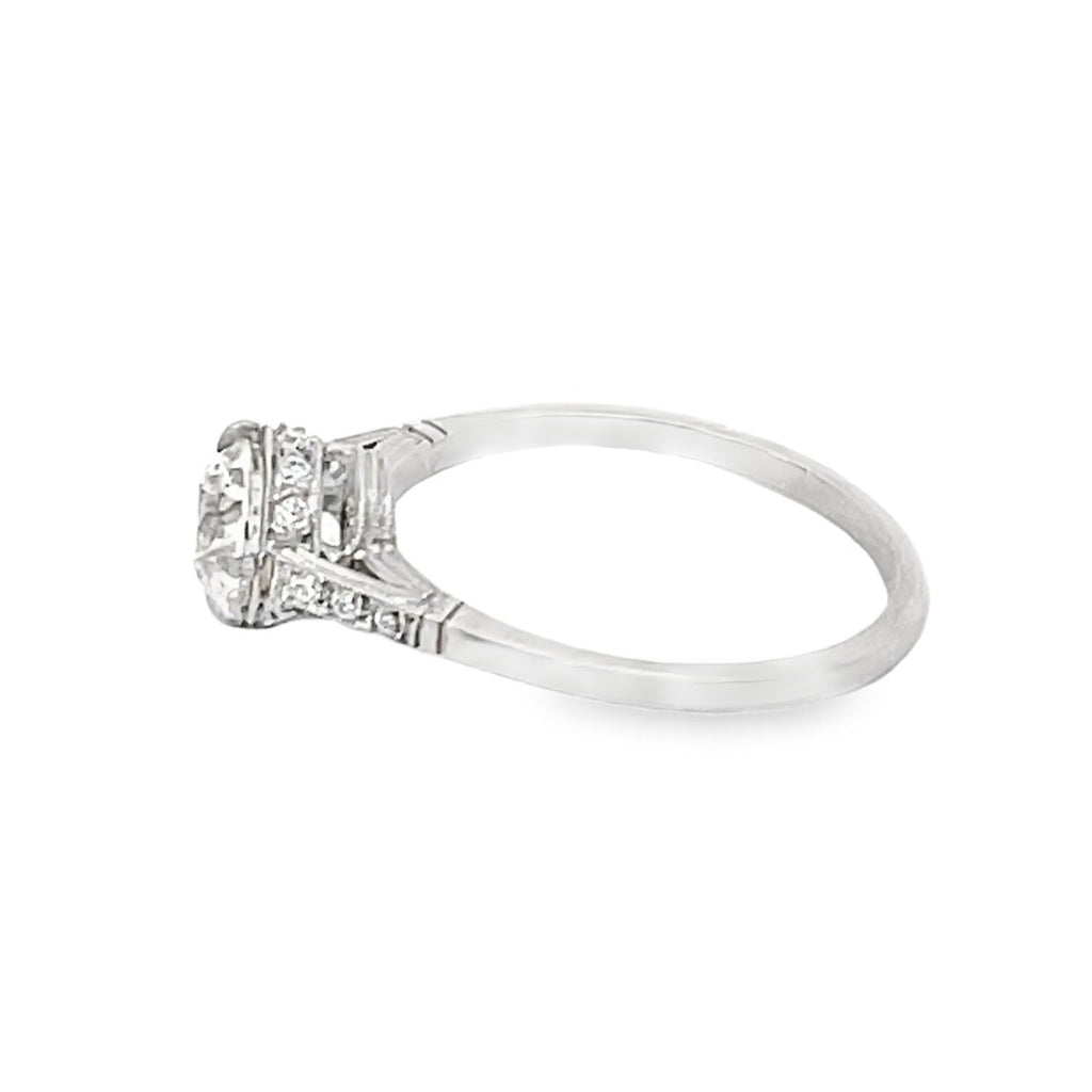 Side view of GIA 1.00ct Old European Cut Diamond Solitaire Ring
