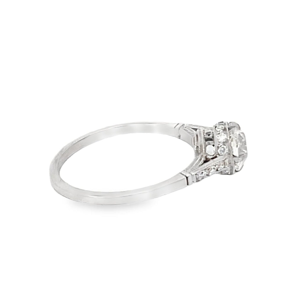 Side view of GIA 1.00ct Old European Cut Diamond Solitaire Ring