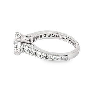 Side view of Cartier GIA 1.01ct Round Brilliant Cut Diamond Engagement Ring