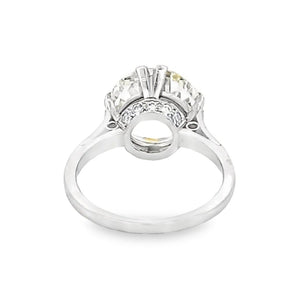 Back view of Antique 5.21ct Old European Diamond Solitaire Ring, VS1 Clarity, Platinum