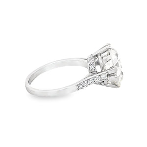 Side view of Antique 5.21ct Old European Diamond Solitaire Ring, VS1 Clarity, Platinum