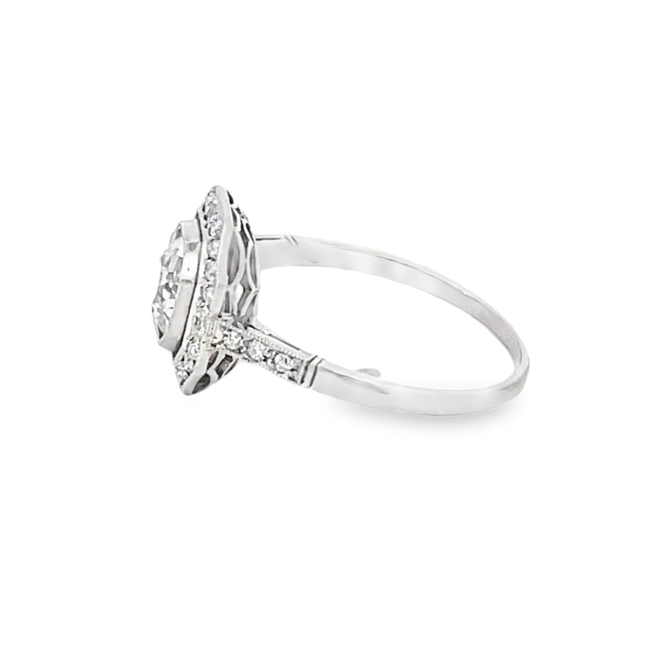 Side view of 1.10ct Old European Cut Diamond Engagement Ring