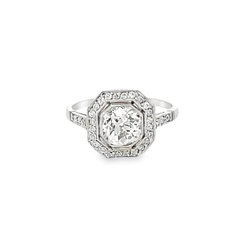 Front view of 1.10ct Old European Cut Diamond Engagement Ring