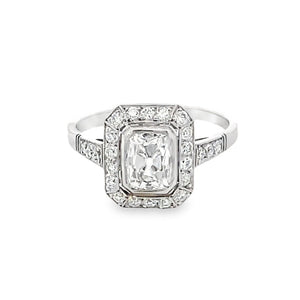 Front view of GIA 1.03ct Antique Cushion Cut Diamond Engagement Ring