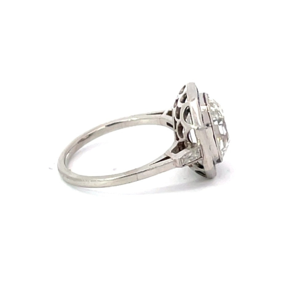 Side view of Antique Asscher Cut Diamond Engagement Ring Platinum