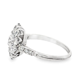 Side view of 0.65ct Antique Cushion Cut Diamond Engagement Ring, I Color, Platinum