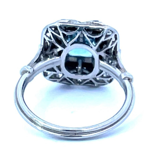 Back view of 1.08ct Asscher Cut Aquamarine Engagement Ring, Platinum