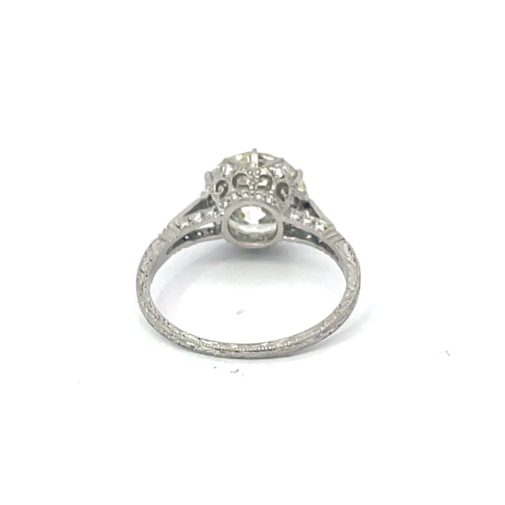 Back view of 3.14ct Round Transitional Cut Diamond Solitaire Engagement Ring, VS1 Clarity, Platinum