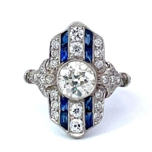 Front view of 1.11ct Old European Cut Diamond Cocktail Ring, Platinum