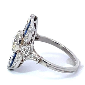 Side view of 1.11ct Old European Cut Diamond Cocktail Ring, Platinum