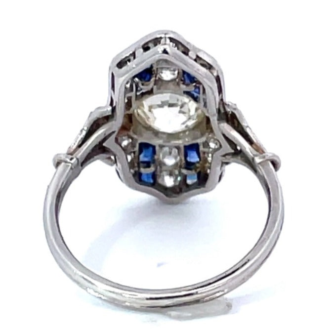 Back view of 1.11ct Old European Cut Diamond Cocktail Ring, Platinum