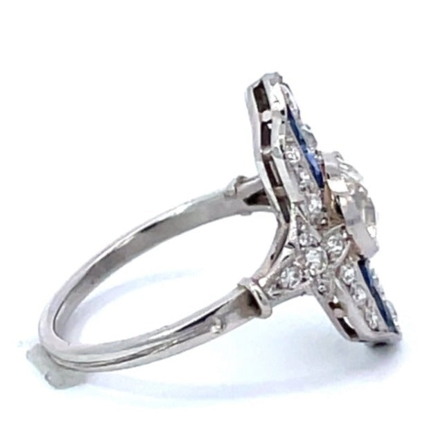 Side view of 1.11ct Old European Cut Diamond Cocktail Ring, Platinum