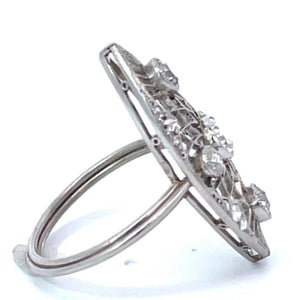 Side view of Antique 0.30ct Old European Cut Diamond Cocktail Ring, I Color, Platinum