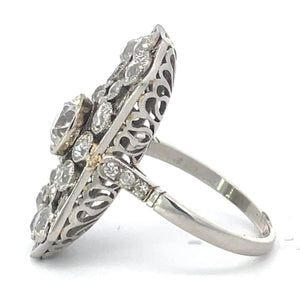 Side view of Antique 1.00ct Old European Cut Diamond Cocktail Ring, I color, Platinum