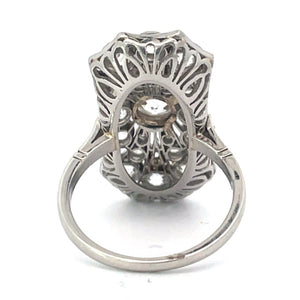 Back view of Antique 1.00ct Old European Cut Diamond Cocktail Ring, I color, Platinum