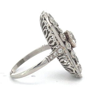 Side view of Antique 1.00ct Old European Cut Diamond Cocktail Ring, I color, Platinum