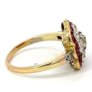 Side view of Antique 0.20ct Diamond Engagement Ring, Platinum & 18k Yellow Gold