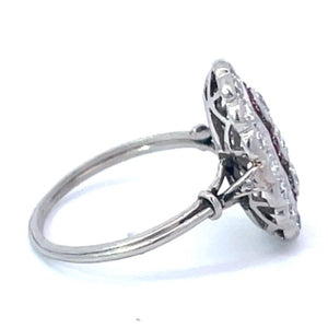 Side view of Antique 0.15ct Old European Cut Diamond Cocktail Ring, I color, Platinum