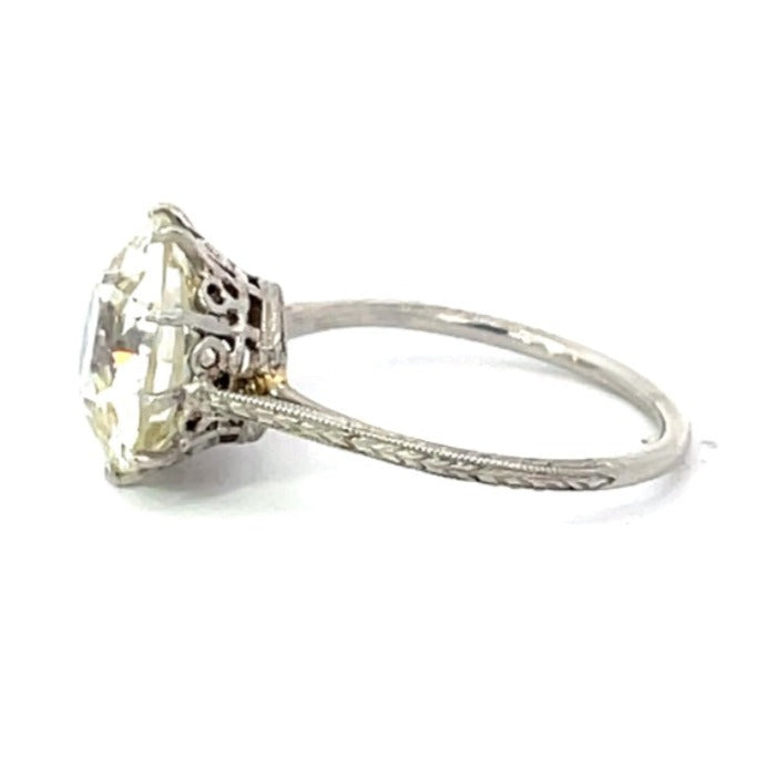 Side view of Antique 5.81ct Old European Cut Diamond Engagement Ring