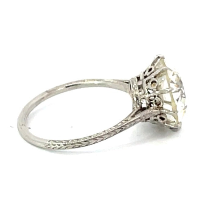 Side view of Antique 5.81ct Old European Cut Diamond Engagement Ring