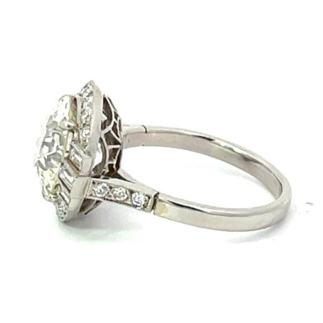 Side view of 3.80ct Old European Cut Diamond Engagement Ring