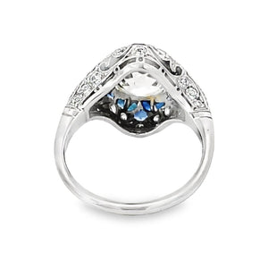 Back view of 3.38ct Antique Cushion Cut Diamond Engagement Ring, Platinum