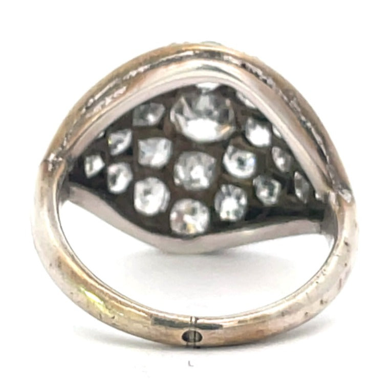 Back view of Antique 0.30ct Antique Cushion Cut Diamond Dome Ring, Silver, Circa 1880