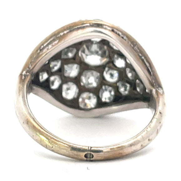 Front view of Antique 0.30ct Antique Cushion Cut Diamond Dome Ring, Silver, Circa 1880