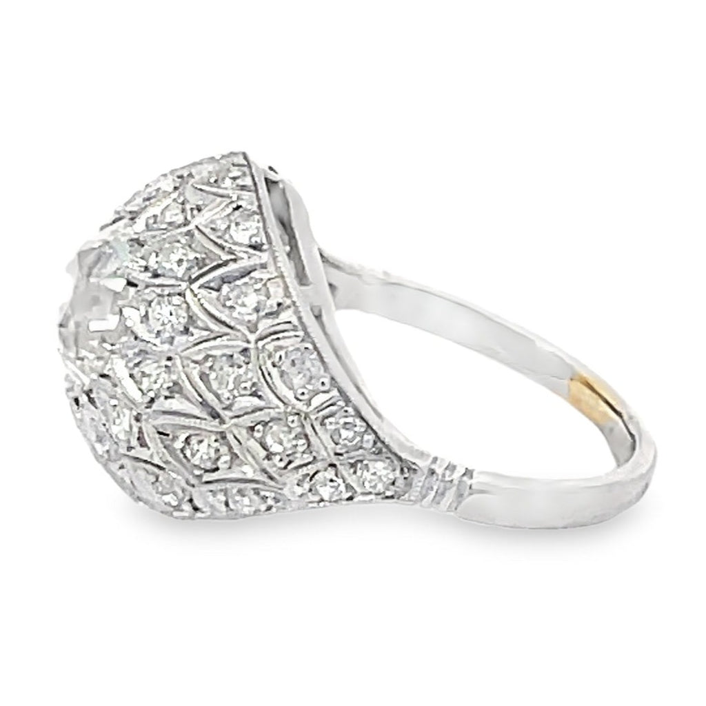 Side view of Antique 1.48ct Old European Cut Diamond Engagement Ring, Platinum