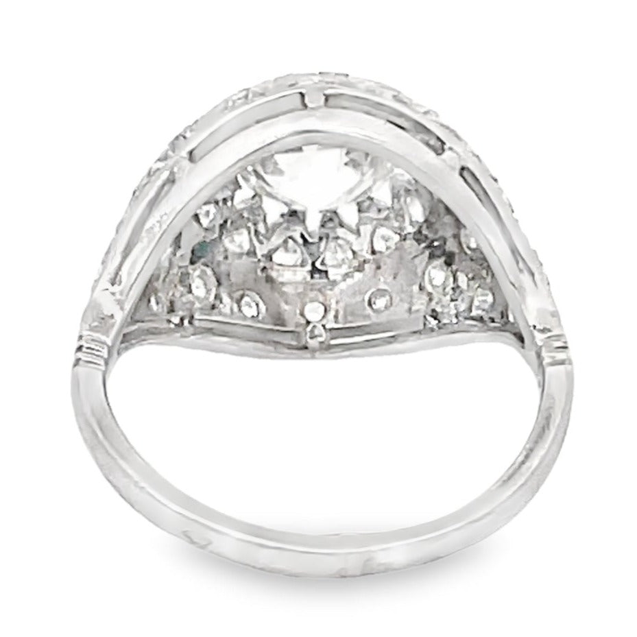 Back view of Antique 1.48ct Old European Cut Diamond Engagement Ring, Platinum