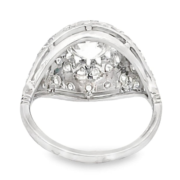 Front view of Antique 1.48ct Old European Cut Diamond Engagement Ring, Platinum