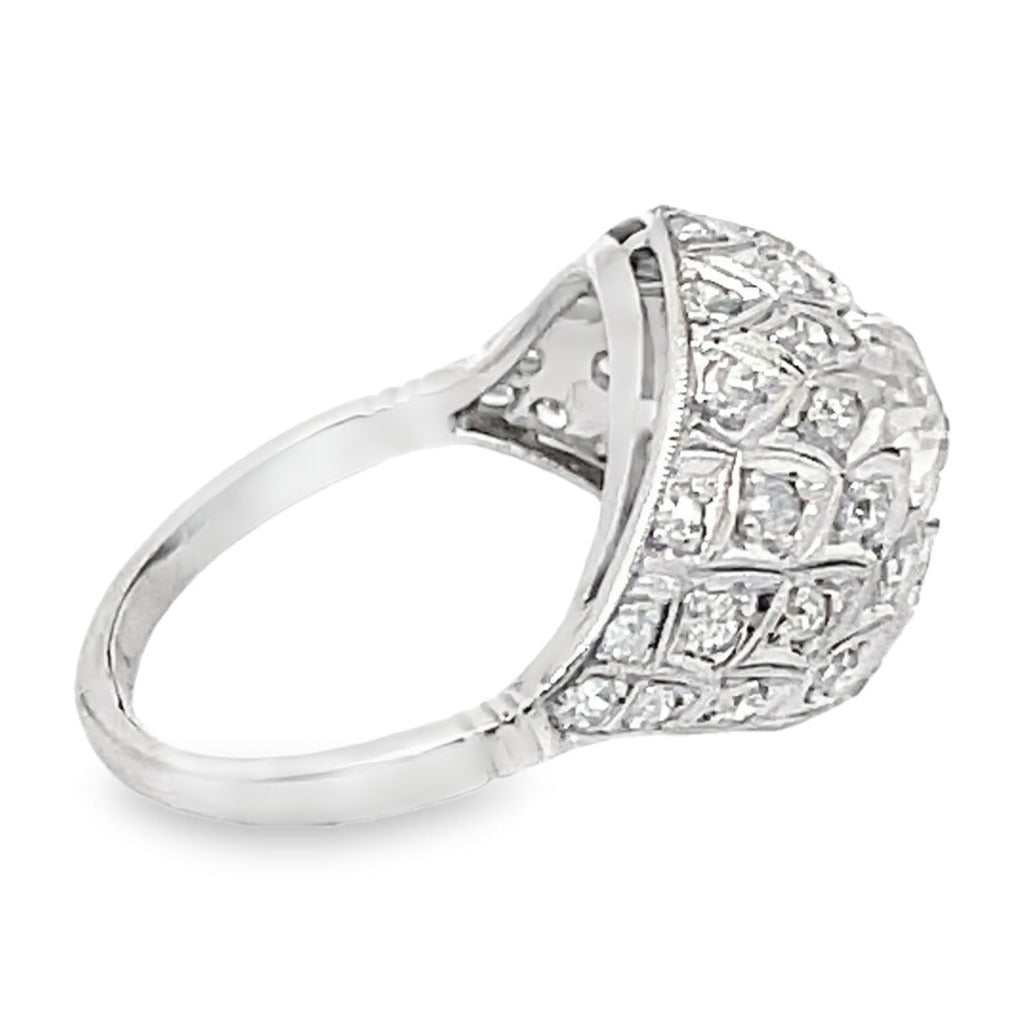 Side view of Antique 1.48ct Old European Cut Diamond Engagement Ring, Platinum