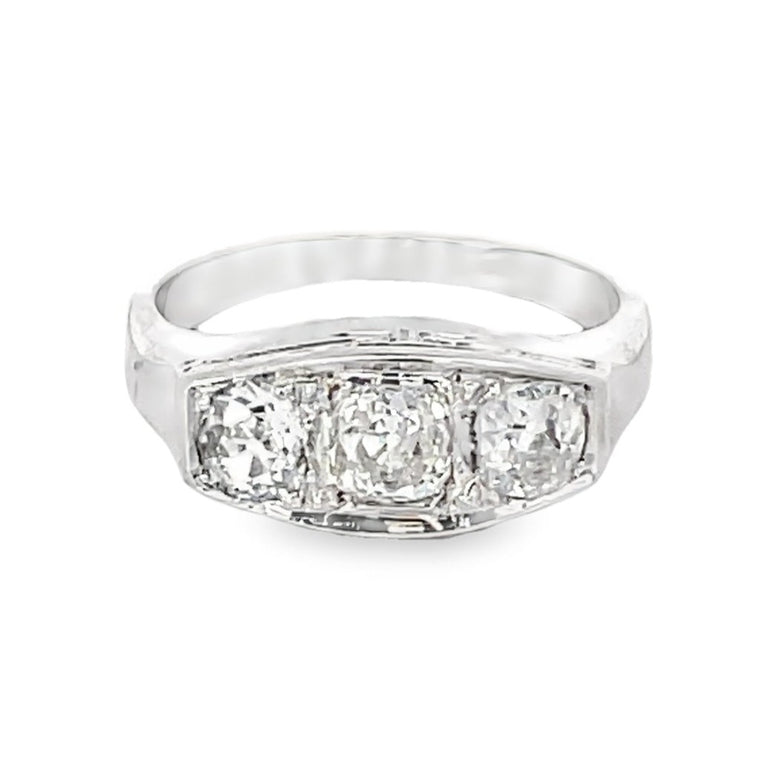 Front view of Antique 0.45ct Antique Cushion Cut Diamond Engagement Ring