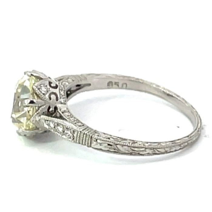 Side view of 2.50ct Old European Cut Diamond Engagement Ring, Platinum