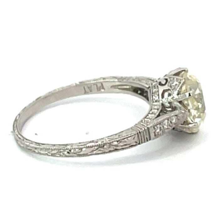 Side view of 2.50ct Old European Cut Diamond Engagement Ring, Platinum