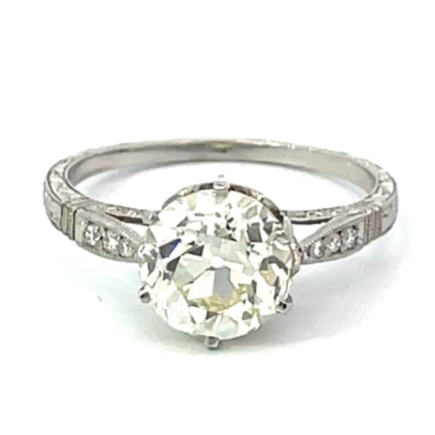 Front view of 2.50ct Old European Cut Diamond Engagement Ring, Platinum