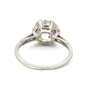 Back view of Antique 3.90ct Old Mine Cut Diamond Engagement Ring, Platinum, Solitaire