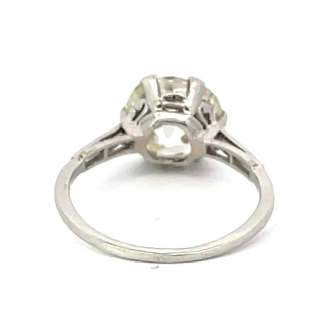 Back view of Antique 3.90ct Old Mine Cut Diamond Engagement Ring, Platinum, Solitaire