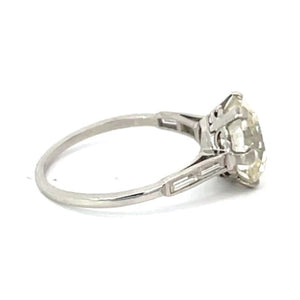 Side  view of Antique 3.90ct Old Mine Cut Diamond Engagement Ring, Platinum, Solitaire