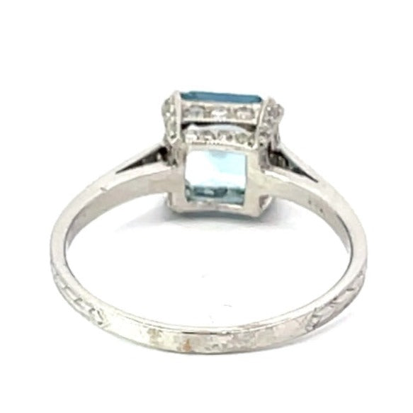 Back view of 1.39ct Asscher Cut Aquamarine Engagement Ring, Platinum