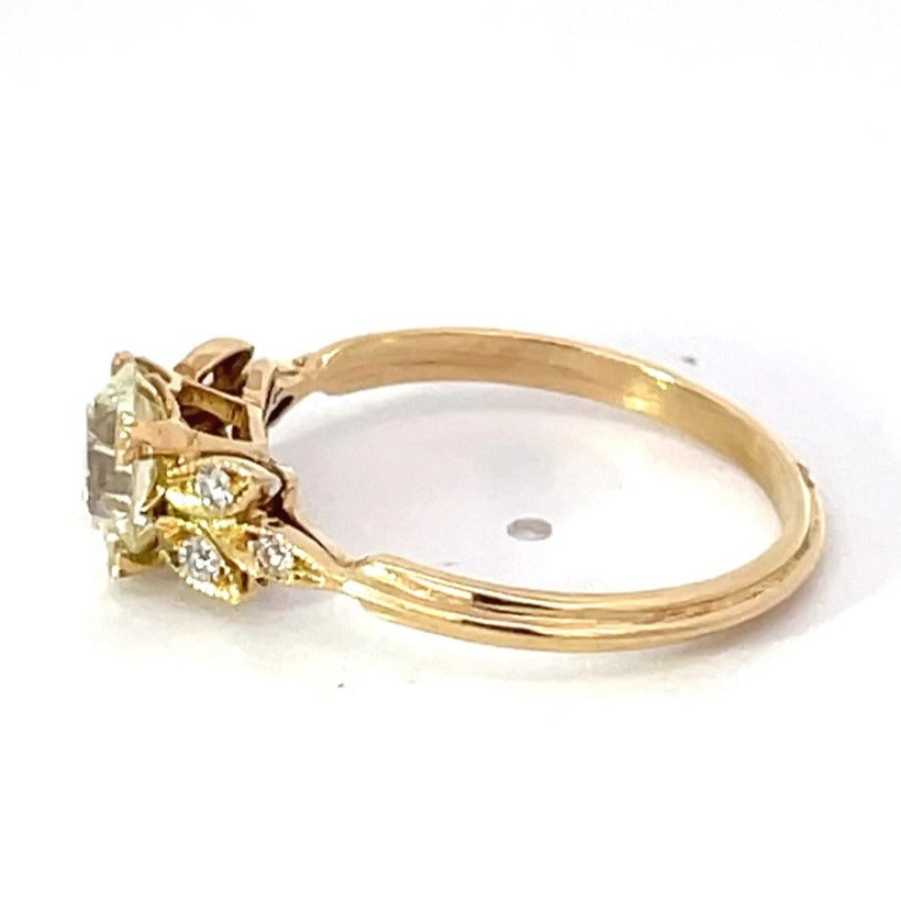 Side view of 1.16ct Old European Cut Diamond Engagement Ring, 18k Yellow Gold