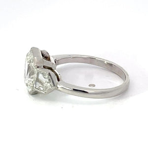 Side view of GIA 3.14ct Emerald Cut Diamond Engagement Ring, I Color, Platinum